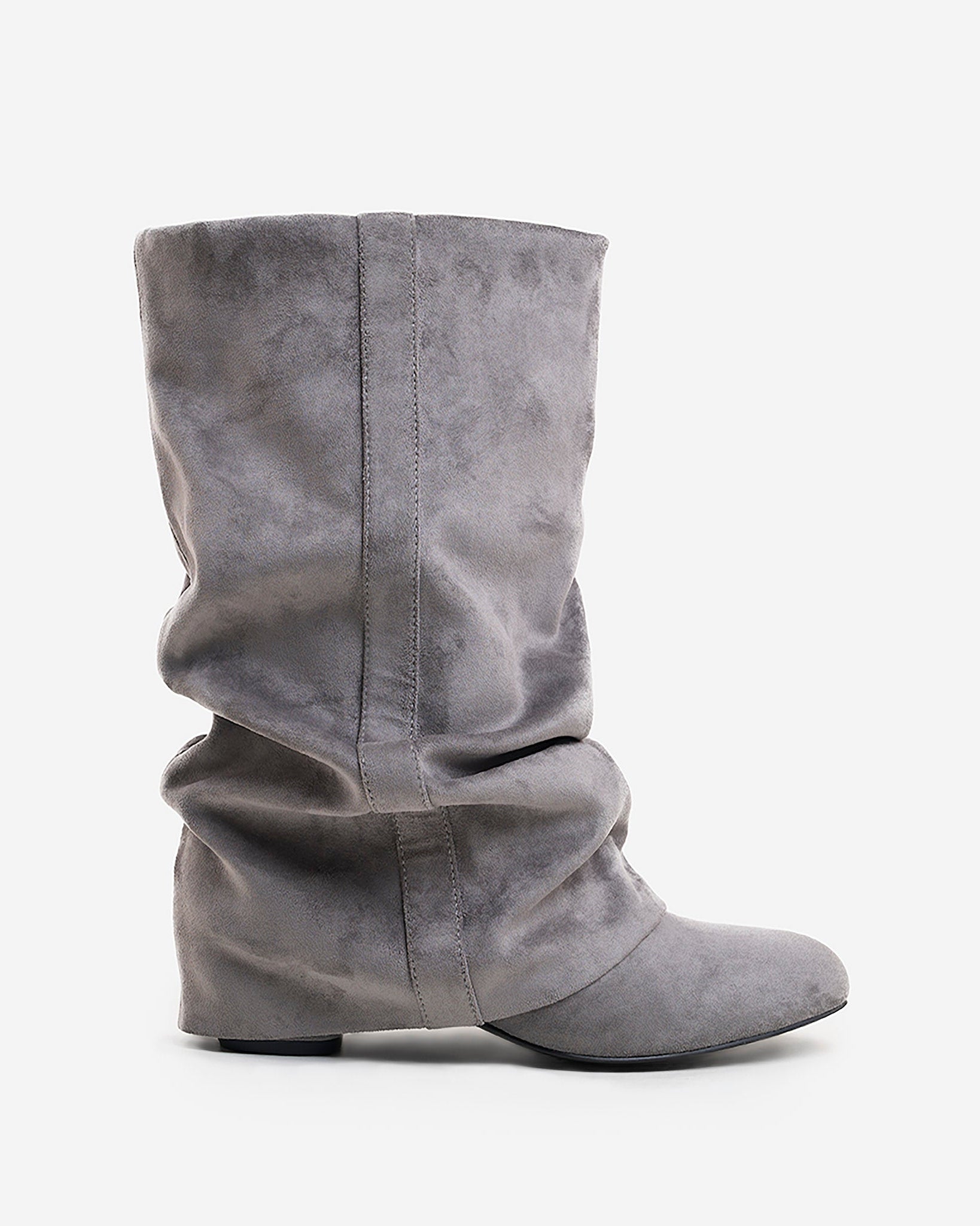 Emilia Slouchy Suede Boots - Grey