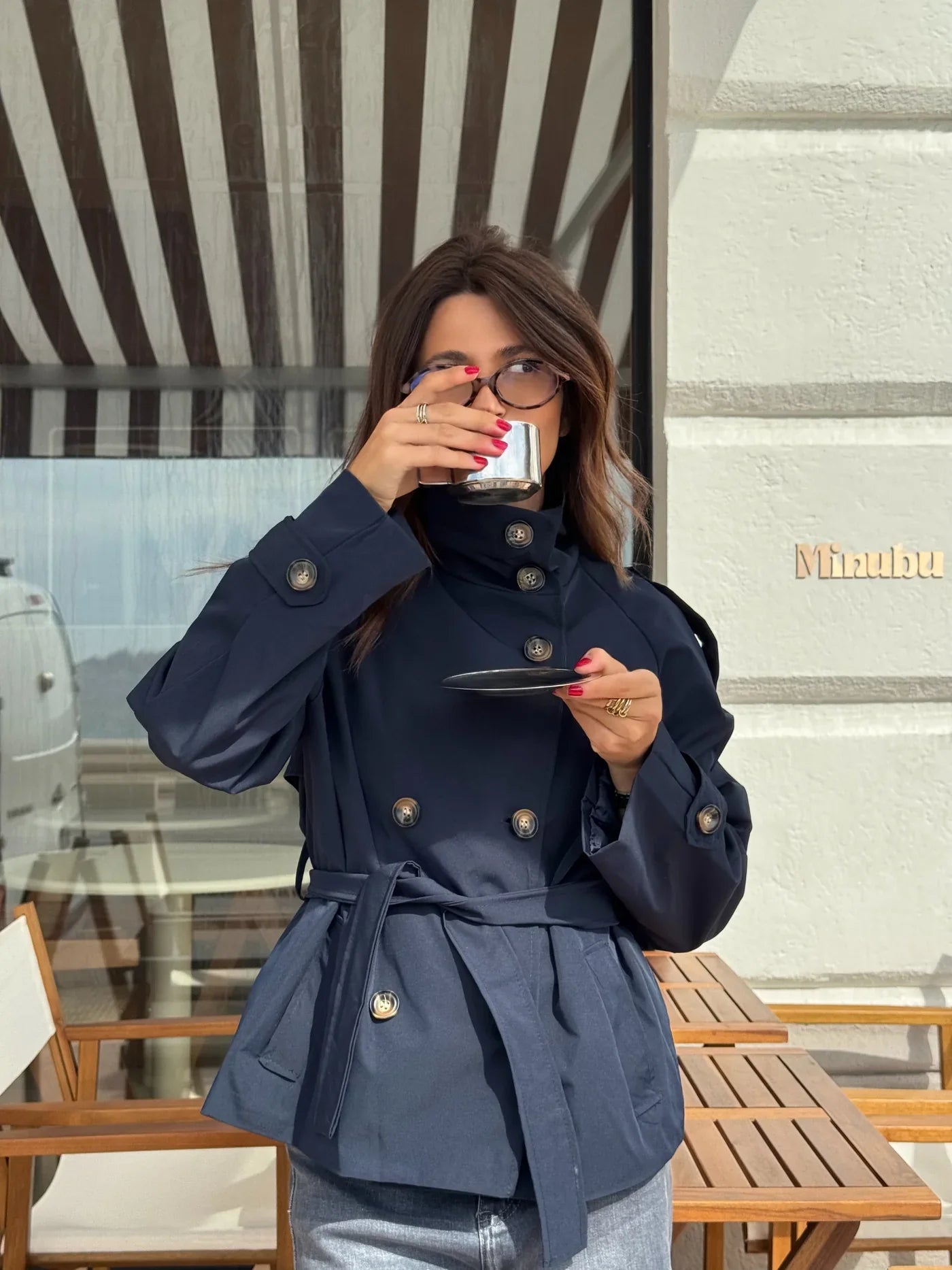 Alden Trench Coat - Navy Blue