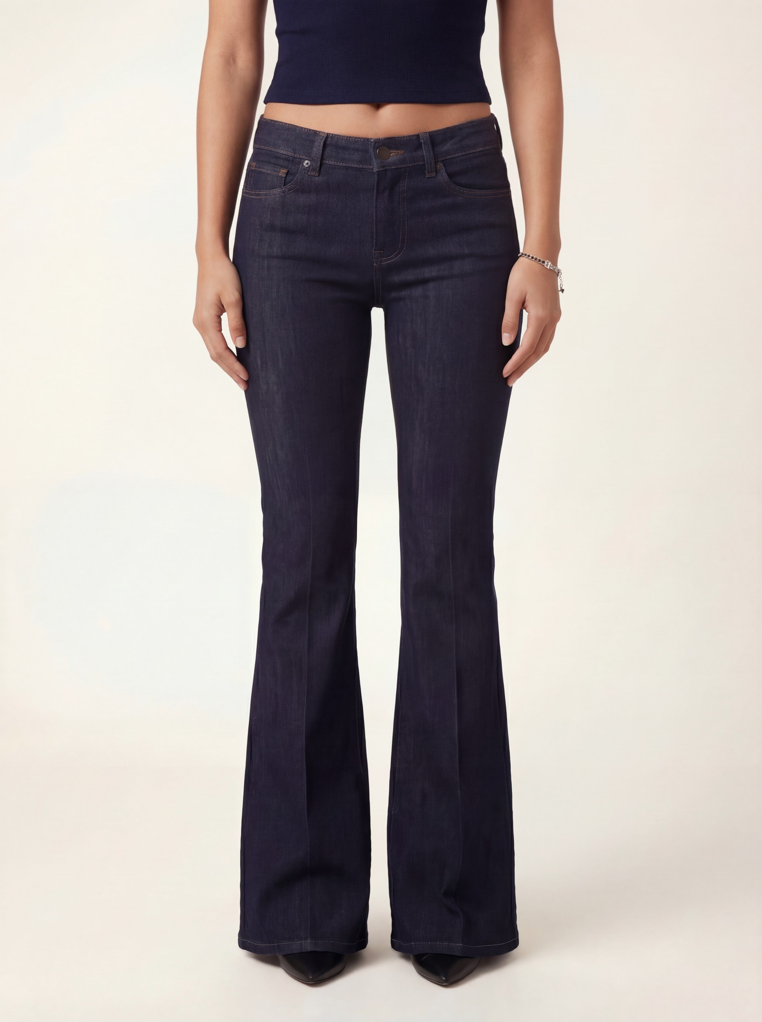 Amara Flare Denim Jeans - Dark Navy