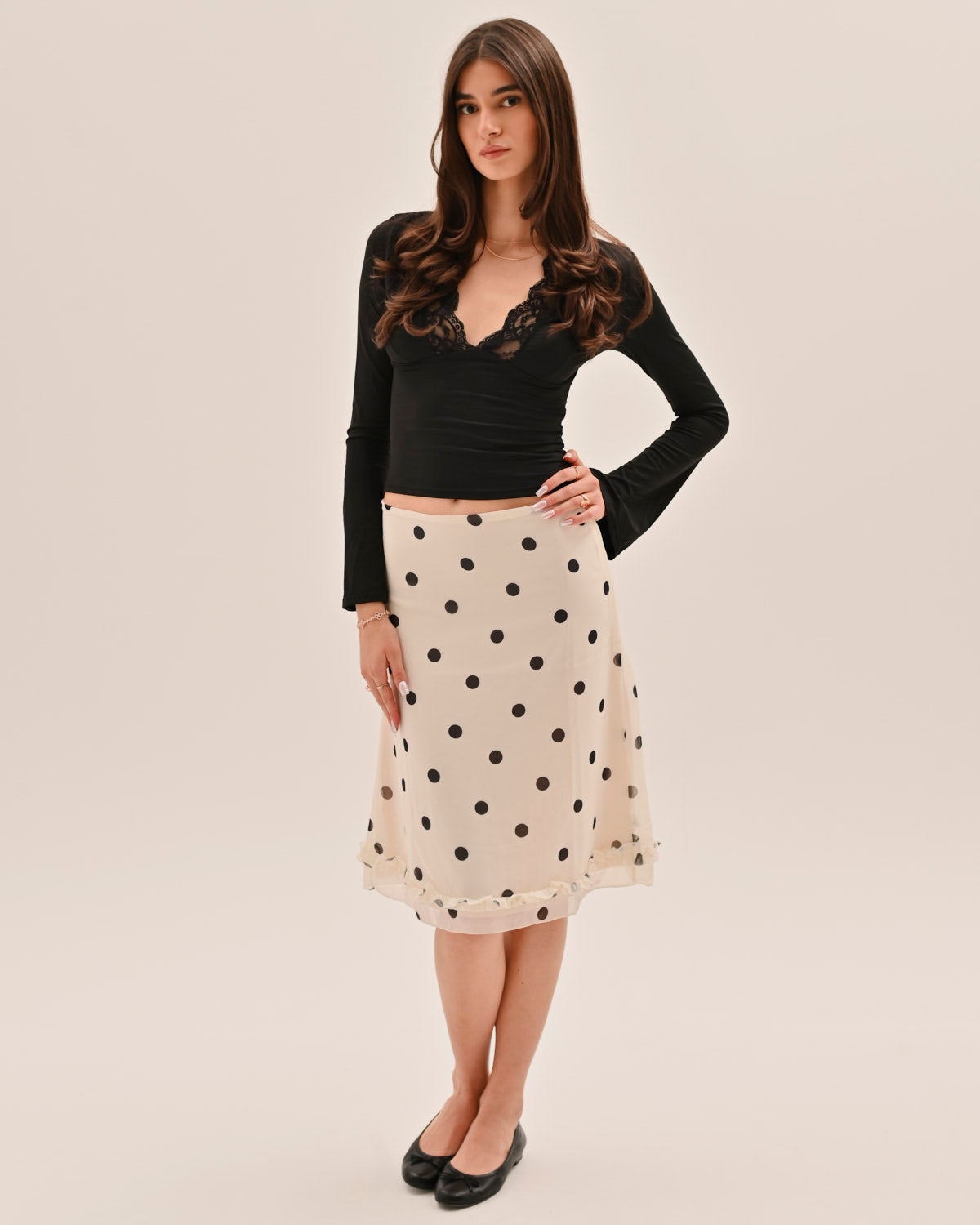 Amira Midi Skirt - Polka dots