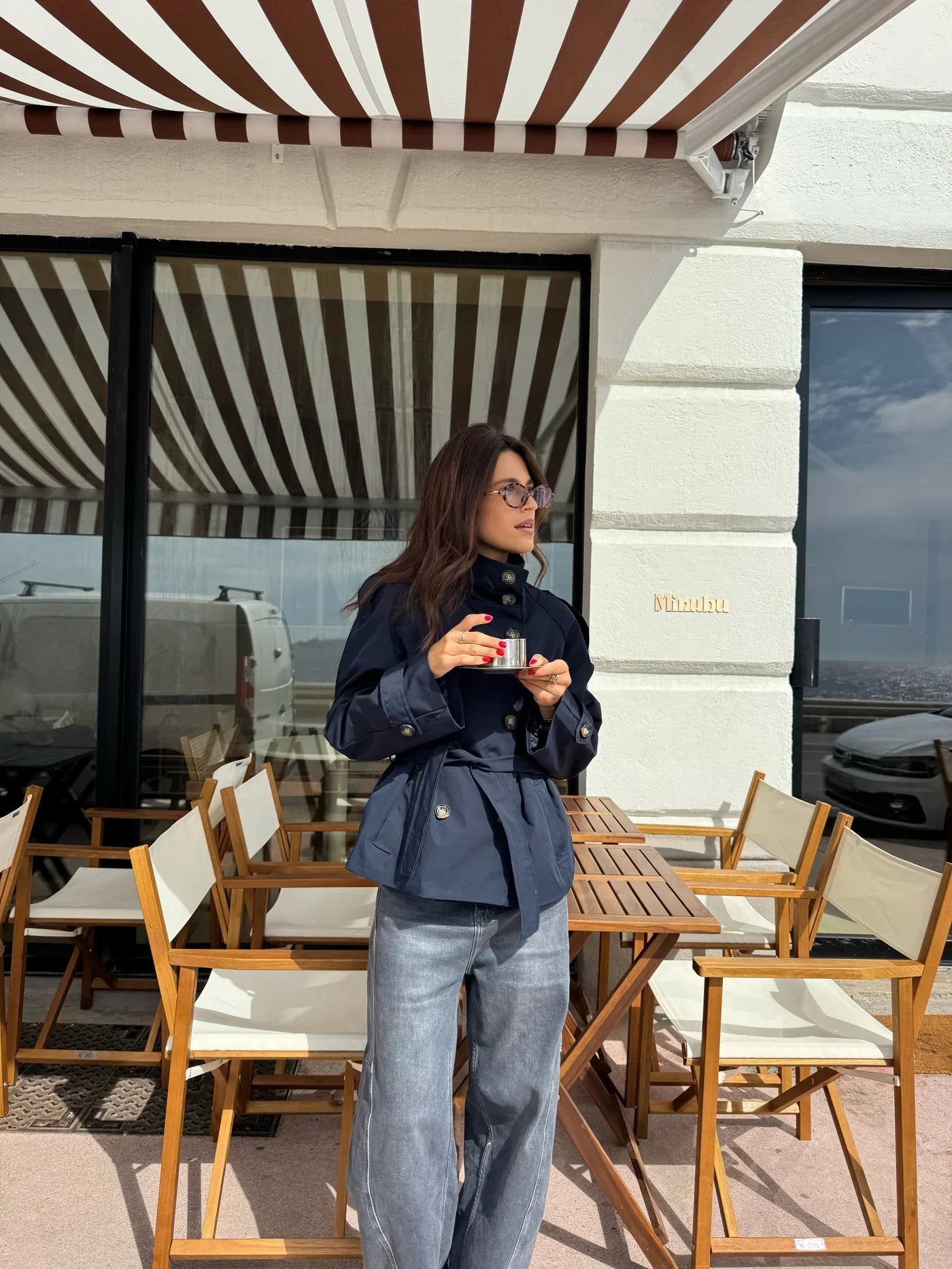 Alden Trench Coat - Navy Blue