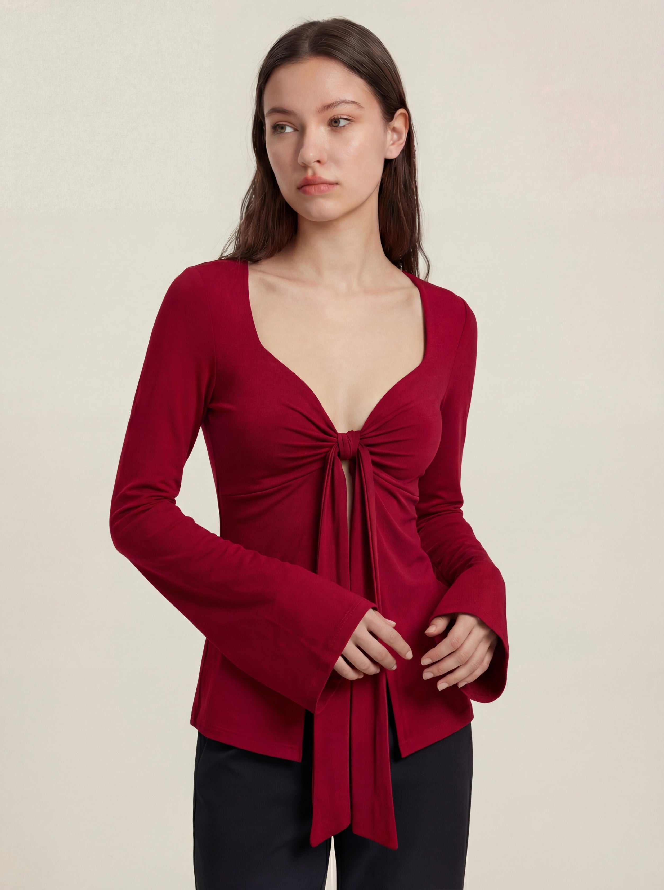 Blouse Top - Wine Red