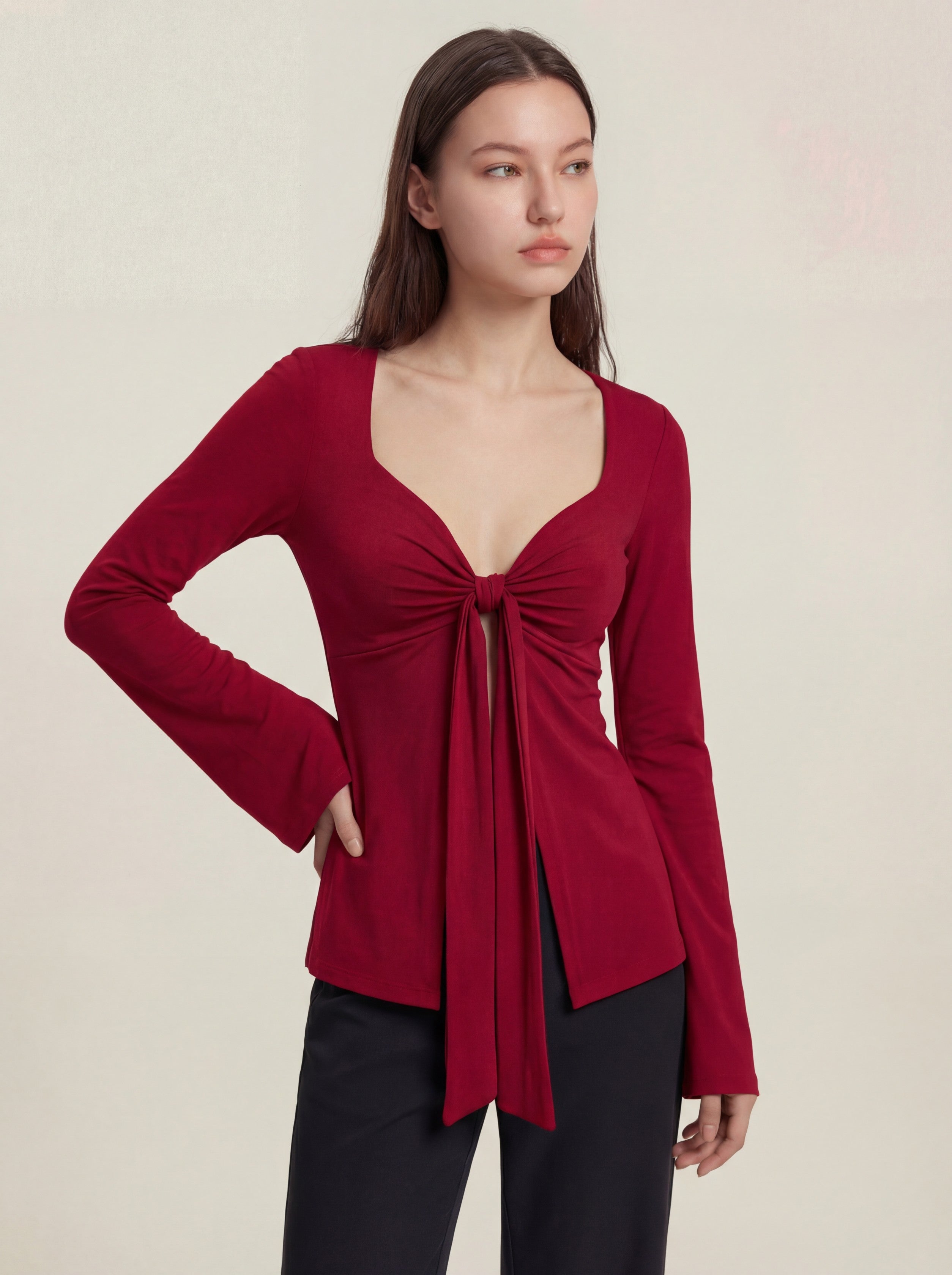 Blouse Top - Wine Red