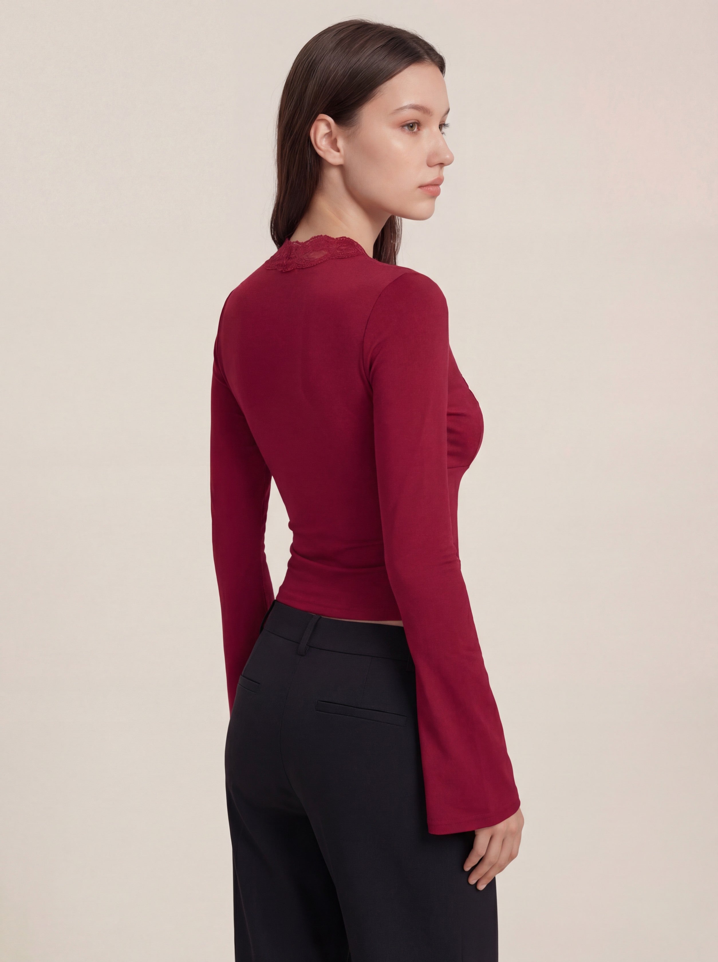 Maya Lace Top - Wine Red