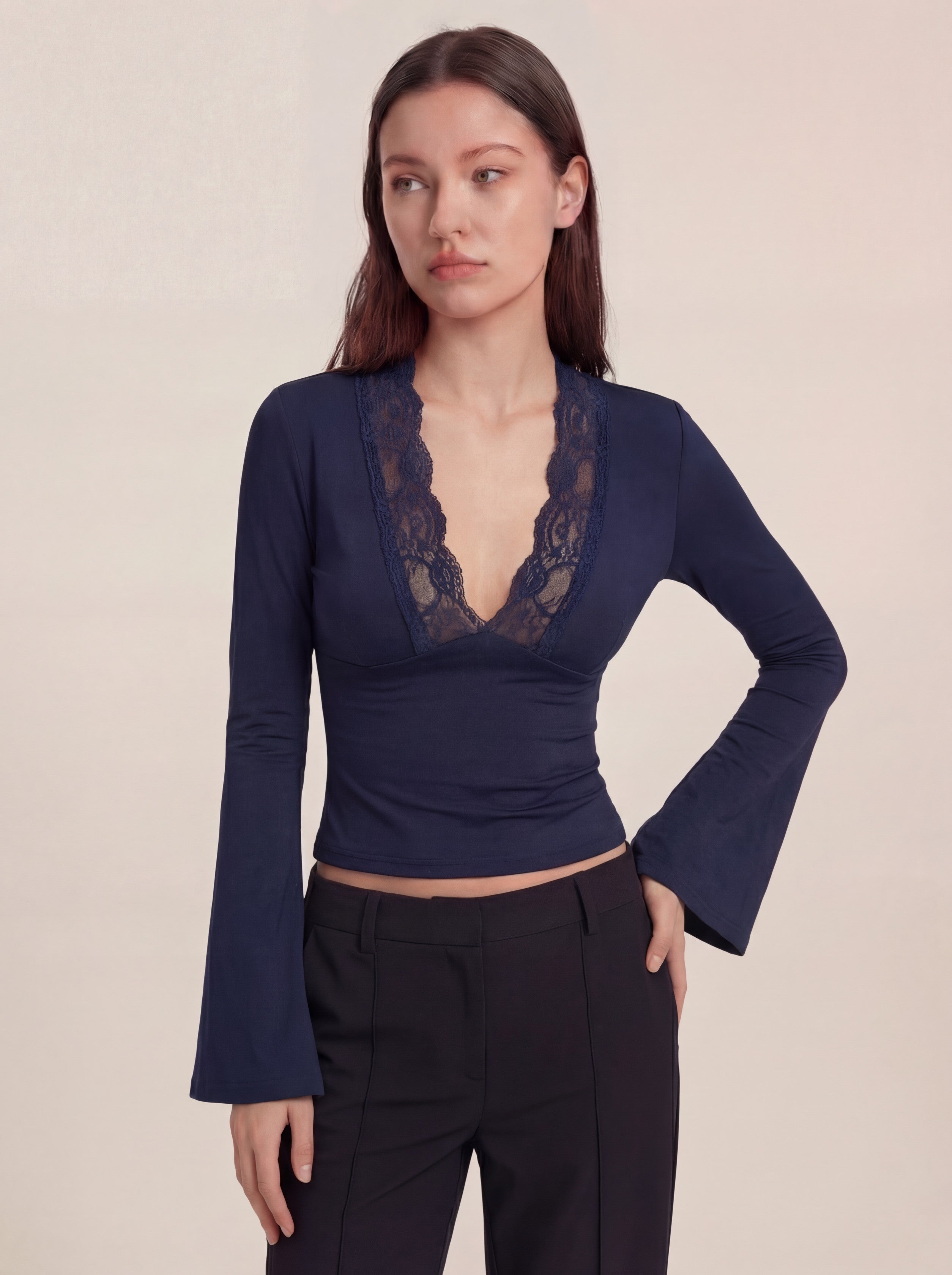Maya Lace Top - Navy Blue